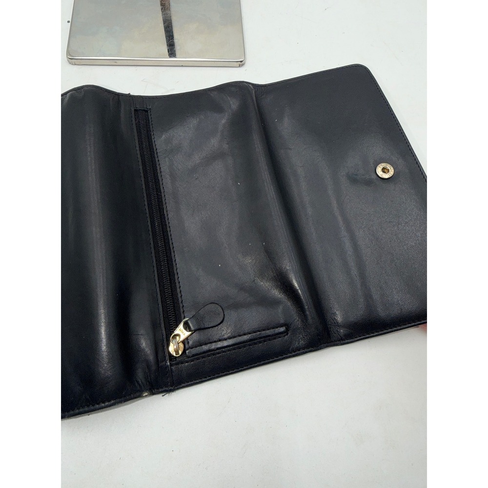 Coach New York Vintage Black Leather Long Bi-Fold Wallet with ID Window - Picture 9 of 11